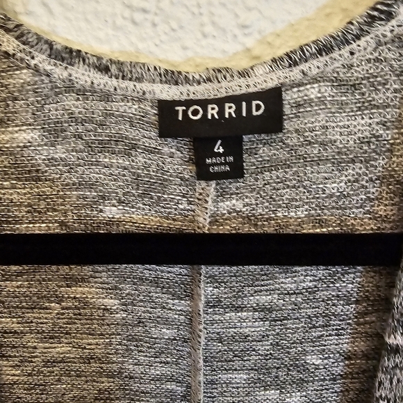 Torrid 4X Rayon Blend Stretchy Open Front Cardigan Grey - Picture 3 of 9